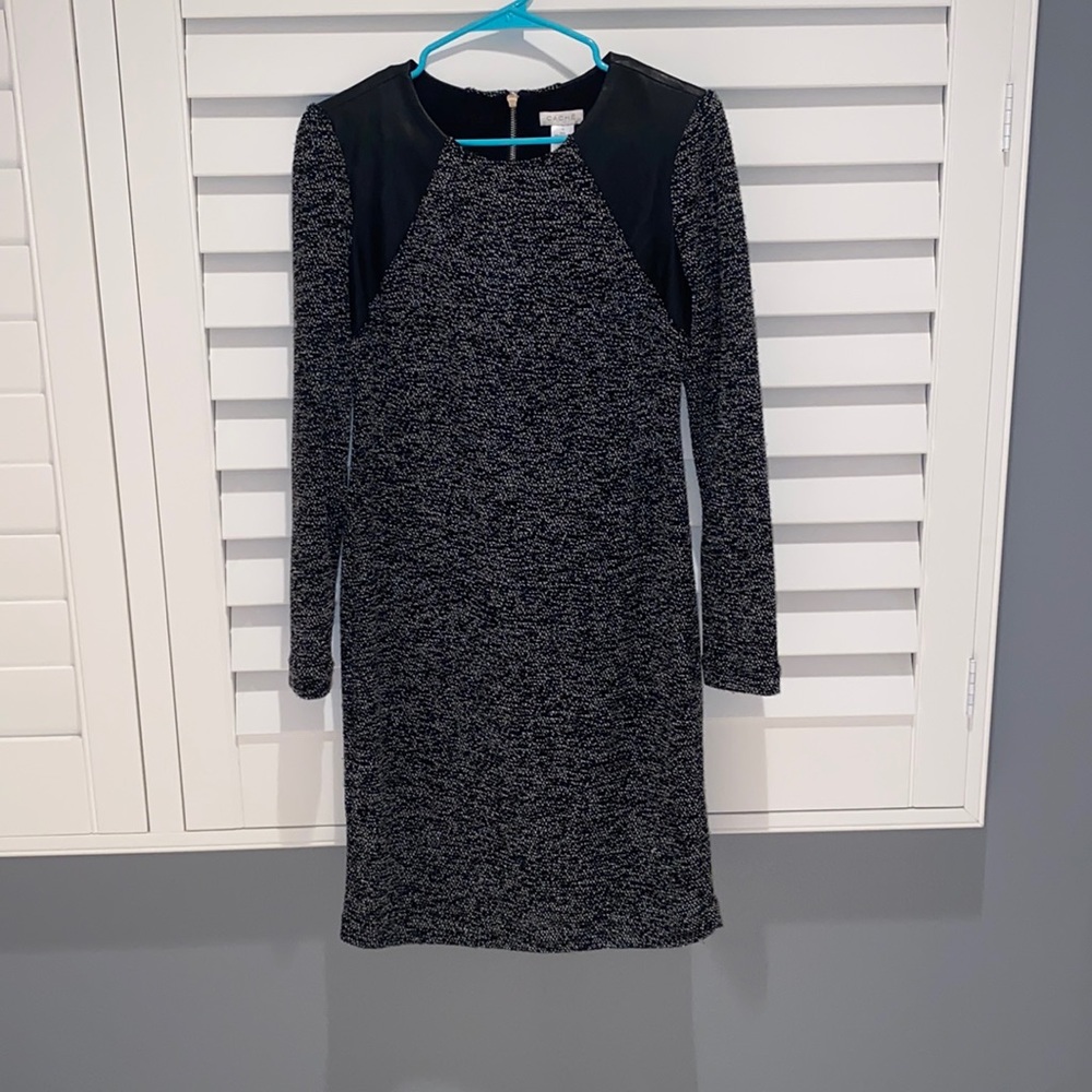 NWT knee length mixed pleather dress